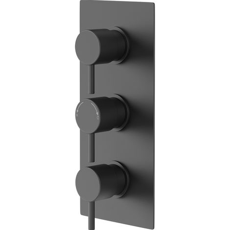 Colore Round Matt Black Concealed Triple Thermostatic Shower Valve - 2 Outlet (1/5)