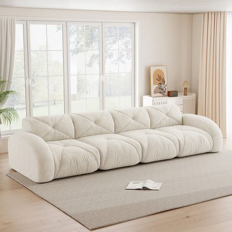 Sofá modular sin estructura de chenilla beige OKMYHOME (1/5)