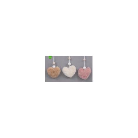 Pendente cuore natalizio euronatale h12cm peluche assortito