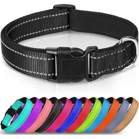 Collier réfléchissant pour chien, rembourrage en néoprène doux et collier en nylon respirant, réglable (noir) (1/3)