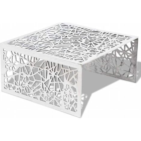 Maison Exclusive - Tavolino con Design Geometrico Traforato Argento in Alluminio