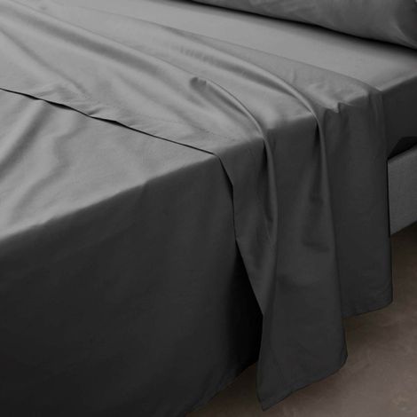 Drap Plat "Percaline" 240x300cm Gris Acier (1/5)