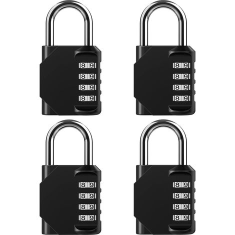 Paquete de 4 candados impermeables de combinación de 4 dígitos para exteriores, ideales para taquillas de gimnasios escolares, taquillas deportivas, vallas, cajas de herramientas, puertas y cajas.