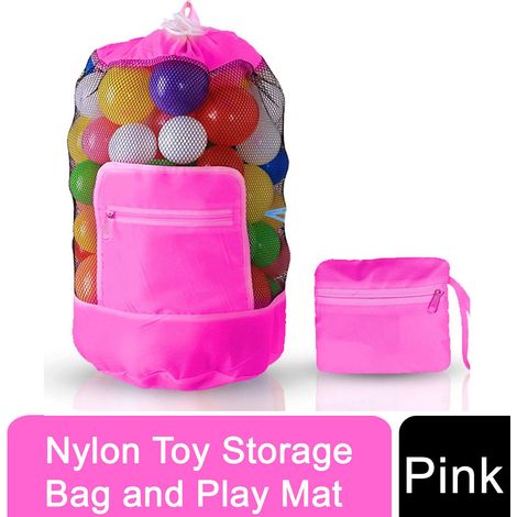 Doodle Kids Pink Nylon Toy Storage Bag 60 Portable Play Mat Organizer (1/5)