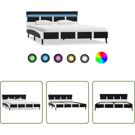 Lits LED - Cadre de lit avec LED sans matelas noir 160x200 cm (1/5)