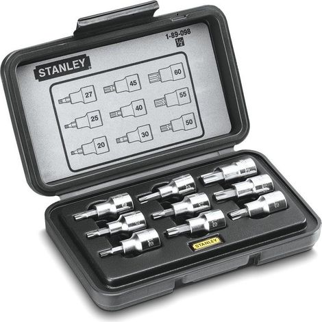 Stanley – Coffret cliquet et douilles 9 pièces – Douilles Torx T20-T60 – Profil Maxidrive pour meilleure prise – Mallette de transport incluse