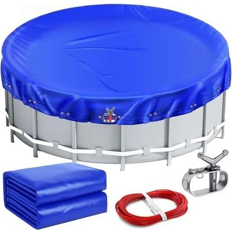 Winter-Poolabdeckung für Ø 460-500 cm, 200 g/m² Polyethylen-Abdeckung, rund für Sommer- und Wintereinsatz, 560 cm Blau (Ø cm) (1/5)