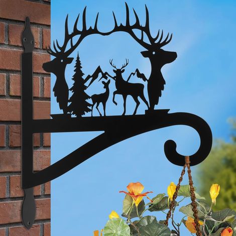 Support mural en métal design pour plantes - Support robuste pour pots de fleurs d'intérieur et d'extérieur, mangeoires à oiseaux, carillons éoliens, lanternes et paniers - Vis incluses (1/5)