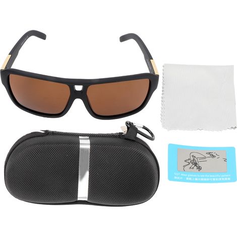 Ortviai Lunettes de soleil unisexe polarisées pour conduite et pêche – Verres UV400, cadre en plastique noir et caramel, lunettes de protection (1/5)