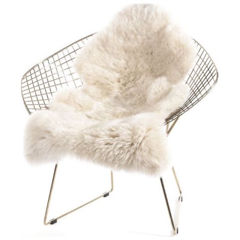 Tapis en Peau de mouton   , Tapis en Fausse Fourrure, Tapis pour salon ou siège, Fourrure de polis, 60x90cm, Blanc (1/4)