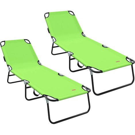 Maison Exclusive - Lettino prendisole pieghevole 2 pcs Verde 188 x 57 x 86,5 cm
