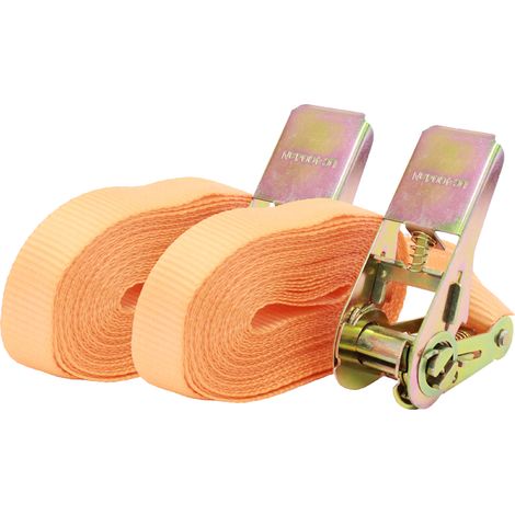 2x Profi Ratschen Spanngurt Spanngurte Zurrgurt 1-tlg 6m 0,8t 0,8to 800 kg TÜV/GS ORANGE (1/2)