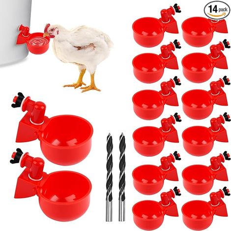 Drinking Trough for Hens and 2 Drills Waterproof Chicken Water Dispenser for Chicken Duck, Goose and Turkey (1/5)