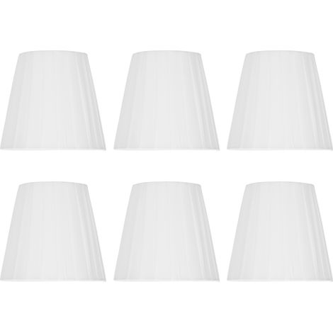 Abat-jour - Pour Lustre - Métal + Tissu - Diamètre Haut 9 cm - Hauteur 13 cm - Couleur Beige - Lot de 6 (1/5)