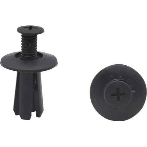 50pcs Noir Voiture Rivets Plastique Porte Tronc vis Amortisseur 8mm colliez Fixation (1/2)