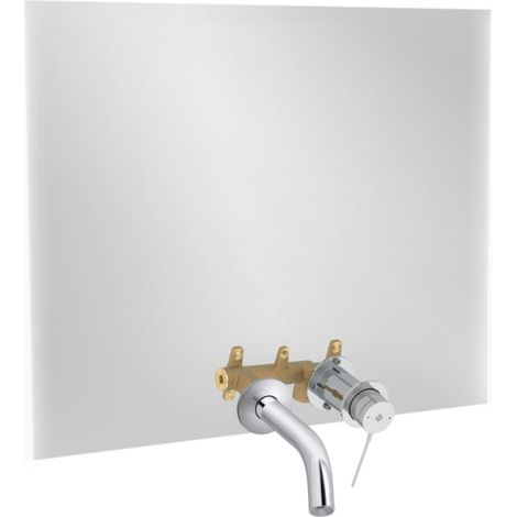 Espejo LED 2 agujeros 120 cm + mezclador lavabo empotrado JACOB DELAFON Grands Boulevards Cromo + cuerpo empotrado