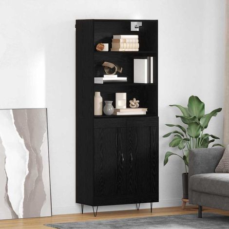 Highboard 2 pcs Schwarz Eichen-Optik Holzwerkstoff