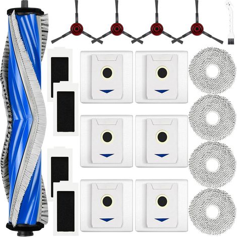 20 Stück Zubehör für Ecovac Deebot T30 / T30 Pro Omni Saugroboter, 1 Hauptbürste 6 Staubbeutel 4 Wischpads 4 Filter 4 Seitenbürsten 1 Reinigungsbürste (1/4)