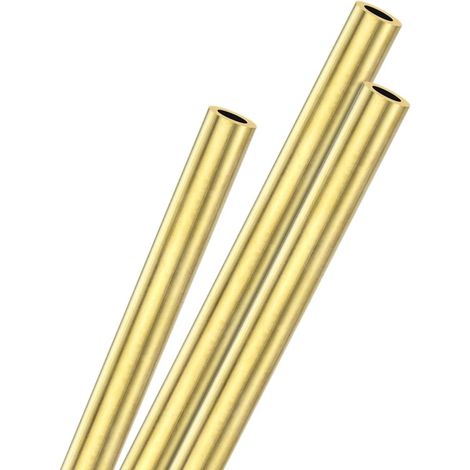3pcs Brass Tube Straight 5mm OD x 300mm Length 1mm Thick H62 Brass Rod Round Bar for Construction, Machining, DIY, Handmade Projects, Model (1/5)