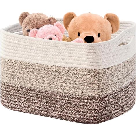 Grand panier à couvertures pour rangement, paniers tissés rectangulaires 53x43x30 cm,Paniere Linge pour couvertures de nursery pour salon, rangement de jouets avec anse - Dégradé de jaune (1/5)