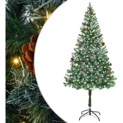 Sapin de Noël artificiel avec 300 lumières LED, vert, 180 cm, en PVC et acier. (1/5)