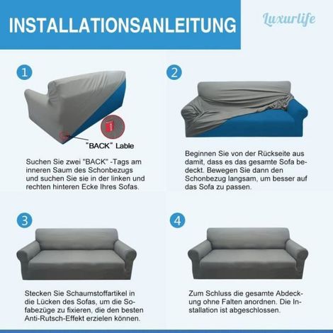 Housse de canapé extensible imperméable pour 1 places -antidérapante et résistante aux rayures avec mousses antidérapantes (1/4)