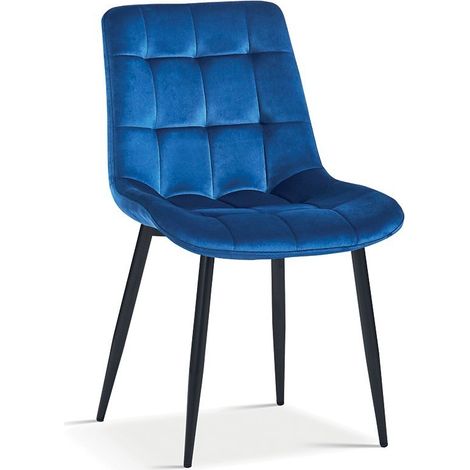 Samt-Esszimmerstuhl mit blauen Metallbeinen KALI