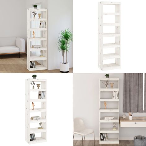 Bücherregal/Raumteiler Weiß 60x30x199,5 cm Massivholz Kiefer - Bücherregal - Massivholzmöbel - Kiefernholz - Weißes Bücherregal - Raumteiler - Home & Living