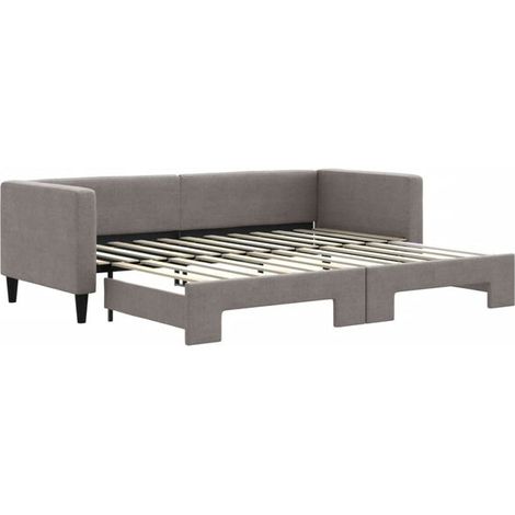 Canapé-lit avec matelas gigogne (matelas non inclus), taupe, 80 x 200 cm (1/5)
