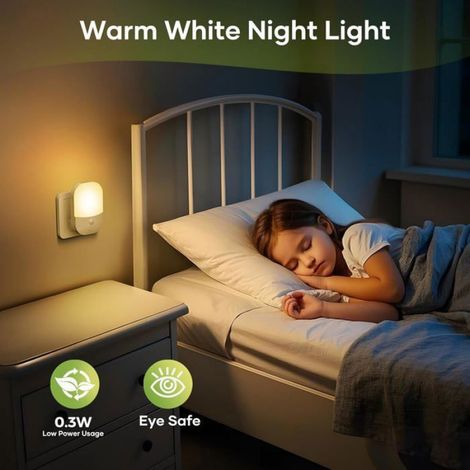 Veilleuse avec Capteur de Crépuscule, 5 Niveaux de Luminosité Réglable, 3 Modes, 3000K Blanche Chaude Veilleuse pour Couloir (1/5)