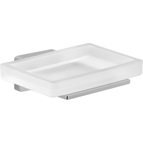 PORTA SAPONE DA PARETE IN ACCIAIO INOX E VETRO MODELLO ATENA - DIM. CM (LXPXH): 11,5X10X3,9  - CROMATO  - GDY