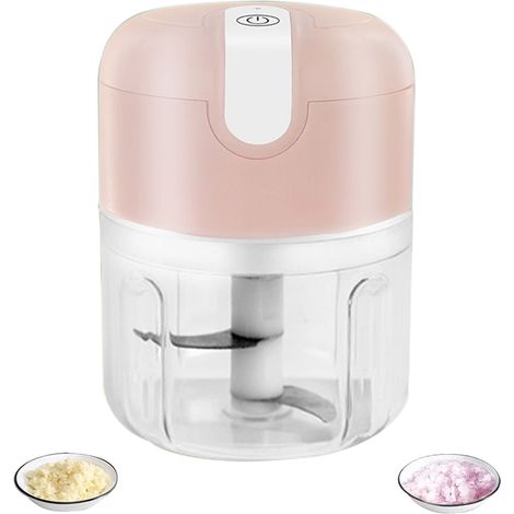 1 unité hachoir électrique, sans fil USB, bol en polycarbonate alimentaire, lame acier inoxydable 304, pour ail oignon légumes herbes (1/5)