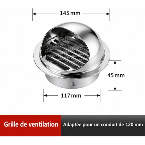 Chapeau de ventilation mural inox 201 brillant extra épais 120 mm 201 120mm réf 5896 – Livraison gratuite