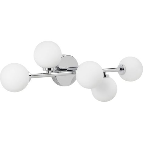 Lampada da parete LED in metallo per soggiorno a 5 luci argento Minotos