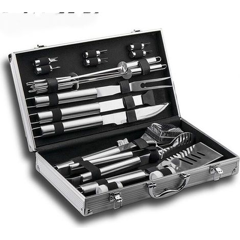 Set mit 19 tragbaren Grillsets, Grillutensilien, Grillset aus Edelstahl, Grillzubehör für Garten, Camping (1/5)