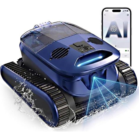 EVERCROSS BOT U9 PRO Nettoyeur Piscine Sans Fil, Batterie 10400mAh Longue Autonomie, 4 Modes Intelligents, Double Filtration, Nettoyage Parois et Ligne D'Eau, Navigation Sonar+IMU, IPX8, Pour Piscines (1/5)
