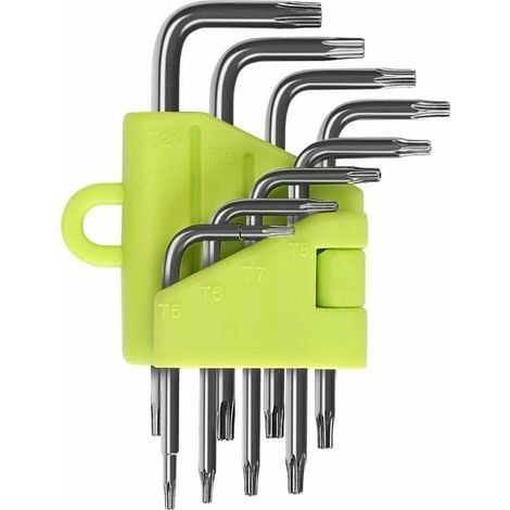 Versetzte Torx-Schlüssel, 8-teiliger Torx-Inbusschlüsselsatz, Sternschraubendreher T5 T6 T7 T8 T9 T10 T15 T20, Schlüsselsätze Handwerkzeuge Torx-Sechskantschlüssel -