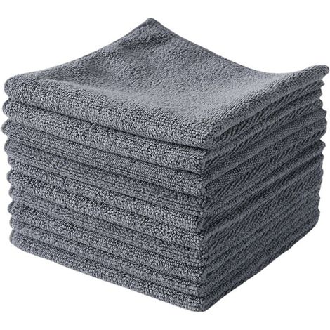 10er-Pack weiche Mikrofasertücher, staubabweisend, für Fenster, Reinigung, Haushalt, waschbar (grau) – 40 x 30 cm (1/4)