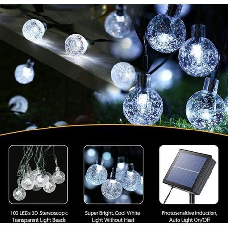 22 m lange Solar-Lichterkette für den Außenbereich, 200 LEDs, 8 Modi, mit wasserdichten Lichtkugeln für Garten, Hof, Terrasse oder Balkon. (1/5)