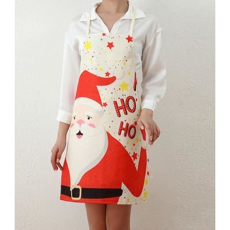 Weihnachtsschürze mit Motiven von Weihnachtsmann, Schneemann und Elch – ideal für die Feiertage, Köche, Restaurants und Konditoreien