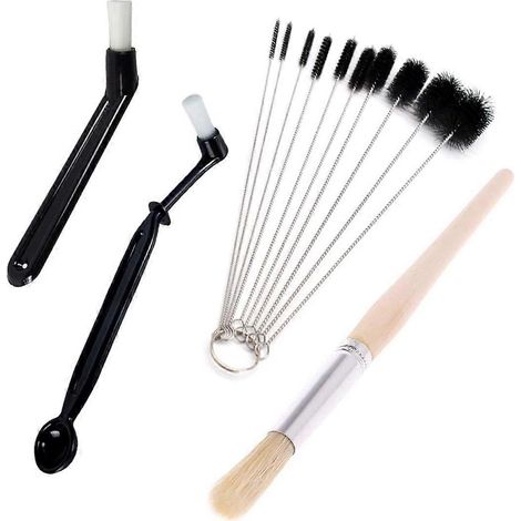 Brosse de nettoyage pour café, ensemble de 4 outils de nettoyage pour grains de café et thé moulus, compatible avec les groupes de machines à expresso et les moulins à café. (1/5)