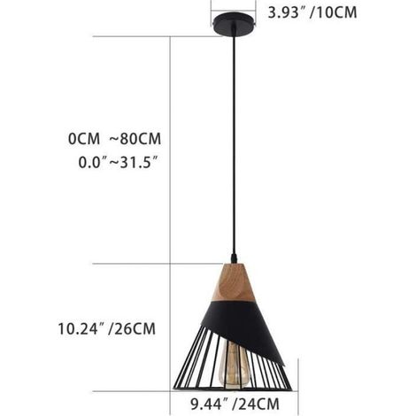 Suspension Luminaire - - Vintage - Métal Noir - E27 - 60W - Ø25cm (1/4)