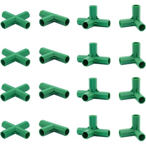 Lot de 16 raccords de 16 mm 4 types de support stable robuste pour cadre de serre Convient pour treillis de raisin, écran solaire, abri de jardin (1/5)