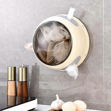 Boîte de rangement pour film alimentaire, distributeur mural de sacs plastiques pour la cuisine et les courses, tiroir de rangement pour film alimentaire, porte-sacs plastiques, boîte de rangement pou (1/4)