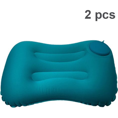 Lot de 2 oreillers gonflables automatiques de voyage - Vert paon (1/5)