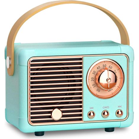 Enceinte Bluetooth rétro avec radio FM - Rechargeable - Compatible Bluetooth 5.0/USB/TF/AUX/Appels mains libres (1/5)