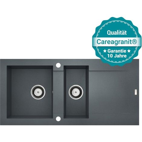 Carea Cuisine & Bain – Évier granit 1,5 bac réversible 105x50x20,5 cm – Résistant aux chocs et rayures – Surface lisse facile à entretenir – Fabrication française