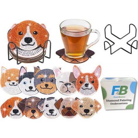 Dessous de verre Chien à peindre avec des diamants – 10 pièces – Ø 10 cm – Ronds (1/5)