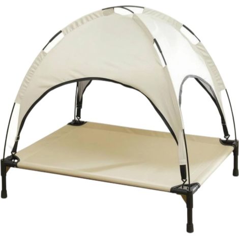 Elevated Pet Bed, Hammock-Style Kennel with Breathable Oxford Cloth Flat Surface and Fiberglass Tube Frame, Suitable for Dogs and Cats, Milky White, Extra Large (1/5)