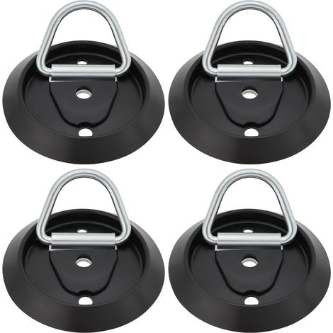 Lot de 4 Anneaux d'arrimage pour Remorque avec Crochet de Plancher de Base pour Fourgonnette Anneau de Couchage Compatible avec Wagon de Remorque 104 X 13 X 10 Mm Noir (1/5)